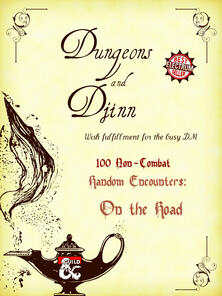 A cover of a D&D product titled "100 Non-Combat Random Encounters: On the Road". It has a bestseller medal.